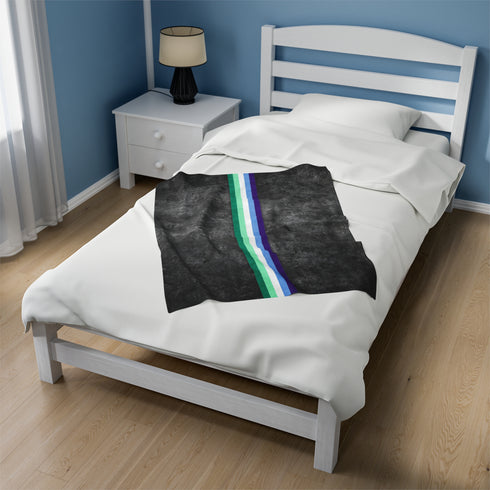 Grunge Gay Male Pride Flag Stripe Velveteen Plush Blanket
